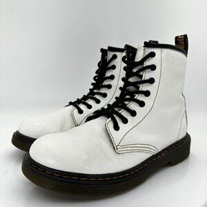 Dr Martens 1460 J Women US 5 White Leather Side Zip Classic 8 Eye Combat Boot